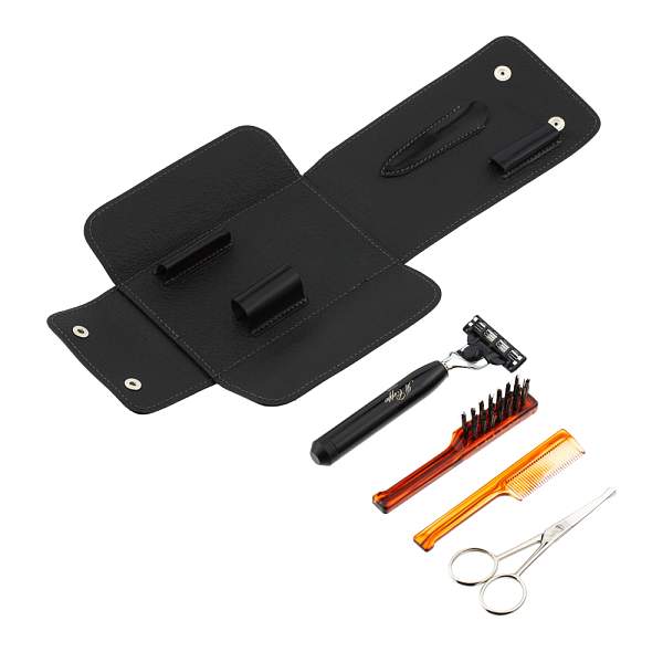 Дорожный бритвенный набор IL Ceppo в черном чехле: станок MACH3, ножницы, щетка, расческа SV1210MN IL CEPPO, Артикул: SV1210MN фото №1