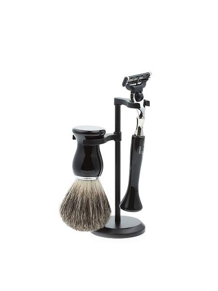 Бритвенный набор IL Ceppo: станок, помазок, подставка, черный цвет SET-S111BNMTG IL CEPPO, Артикул: SET-S111BNMTG фото №1