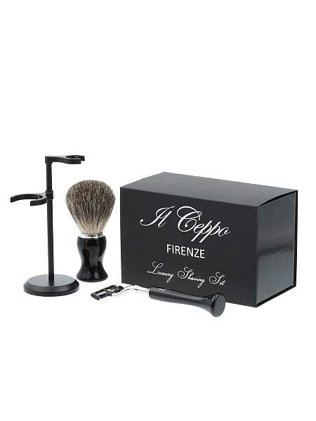 Бритвенный набор IL Ceppo: станок, помазок, подставка, черный цвет SET-S111BNMTG IL CEPPO, Артикул: SET-S111BNMTG фото №1