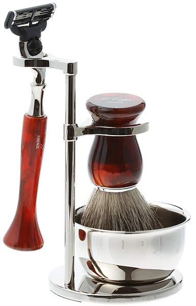 Бритвенный набор IL Ceppo: станок, помазок, чаша, подставка, коричневый цвет SET-S104BTMTG IL CEPPO, Артикул: SET-S104BTMTG фото №1