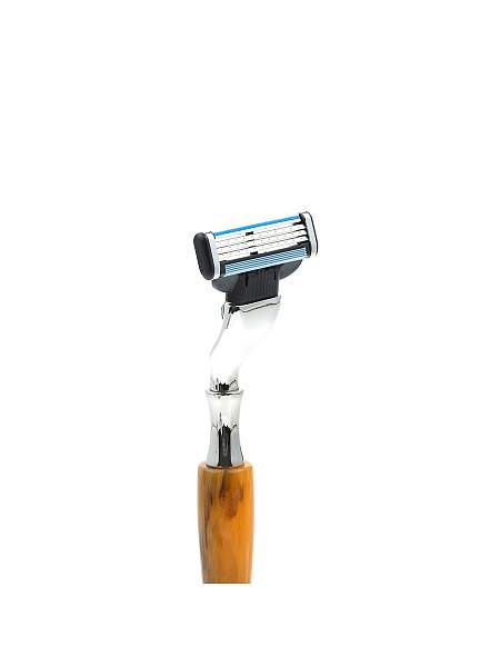 Бритвенный набор IL Ceppo: станок, помазок, подставка, желтый цвет, имитация мрамора SET-S103BGMTG IL CEPPO, Артикул: SET-S103BGMTG фото №1