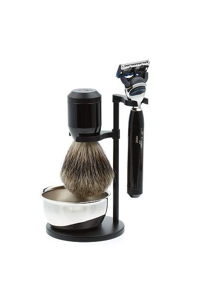 Бритвенный набор IL Ceppo: станок, помазок, чаша, подставка, черный глянцевый цвет SET-S112P2FT IL CEPPO, Артикул: SET-S112P2FT фото №1