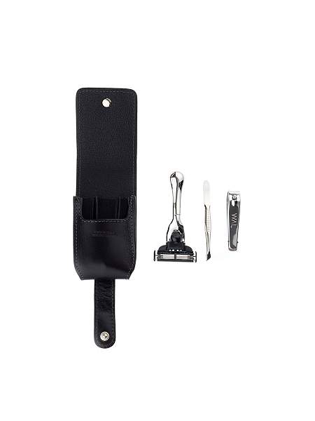 Дорожный бритвенный набор IL Ceppo в черном чехле: станок, пинцет, книпсер SET-SV1209N IL CEPPO, Артикул: SET-SV1209N фото №1