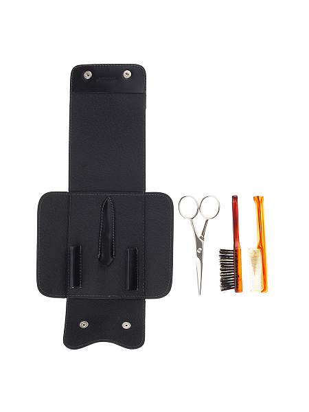 Дорожный набор для усов и бороды IL Ceppo в черном чехле: щетка, расческа, ножницы SET-SV075BAFN IL CEPPO, Артикул: SET-SV075BAFN фото №1