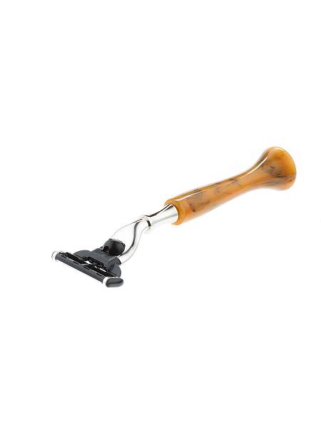 Станок для бритья IL Ceppo, MACH3, каучуковая смола, рукоять - желтый цвет, имитация мрамора R-BOB-RGM IL CEPPO, Артикул: R-BOB-RGM фото №1