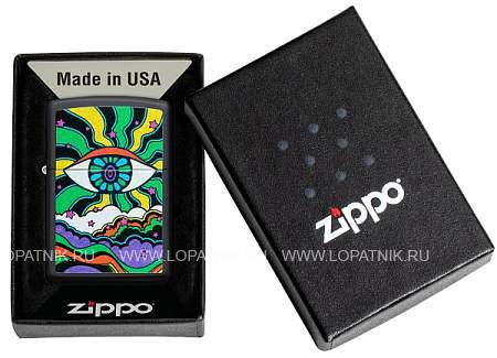 зажигалка zippo black light eye с покрытием black matte, латунь/сталь, чёрная, матовая, 38x13x57 мм 49699 Zippo