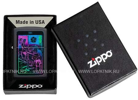 зажигалка zippo tarot card с покрытием black matte, латунь/сталь, чёрная, матовая, 38x13x57 мм 49698 Zippo