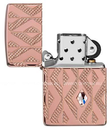 зажигалка zippo armor® geometric с покрытием rose gold, латунь/сталь, розовое золото, 38x13x57 мм 49702 Zippo