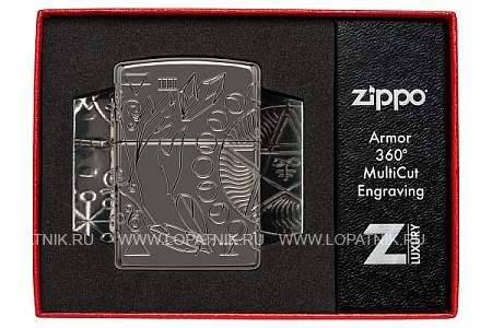 зажигалка zippo armor® wicca design с покрытием black ice®, латунь/сталь, чёрная, 38x13x57 мм 49689 Zippo