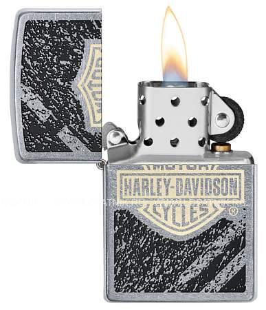 зажигалка zippo harley-davidson® с покрытием street chrome™, латунь/сталь, серебристая, 38x13x57 мм 49656 Zippo