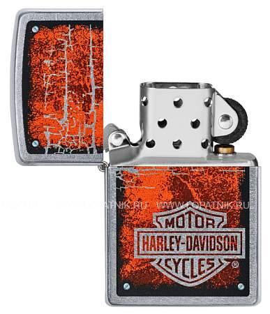 зажигалка zippo harley-davidson® с покрытием street chrome™, латунь/сталь, серебристая, 38x13x57 мм 49658 Zippo