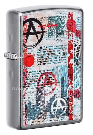 зажигалка zippo anarchy design с покрытием street chrome™, латунь/сталь, серебристая, 38x13x57 мм 49662 Zippo