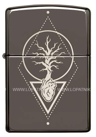зажигалка zippo heart of tree с покрытием black ice®, латунь/сталь, чёрная, глянцевая, 38x13x57 мм 49687 Zippo