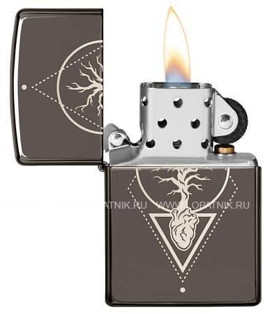 зажигалка zippo heart of tree с покрытием black ice®, латунь/сталь, чёрная, глянцевая, 38x13x57 мм 49687 Zippo