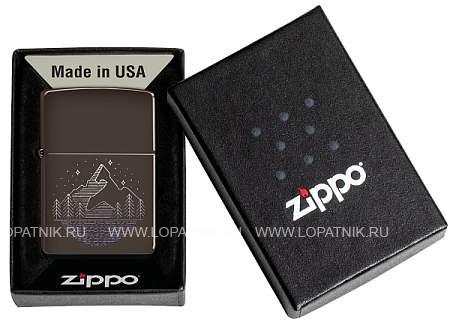 зажигалка zippo mountain design с покрытием brown, латунь/сталь, коричневая, матовая, 38x13x57 мм 49633 Zippo