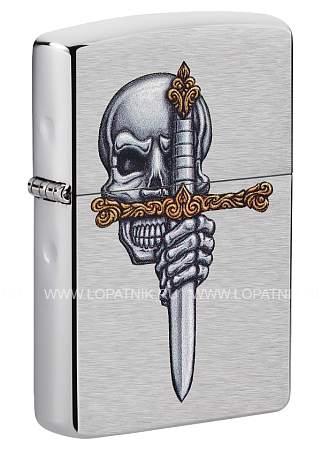 зажигалка zippo sword skull desig с покрытием brushed chrome, латунь/сталь, серебристая, 38x13x57 мм 49488 Zippo