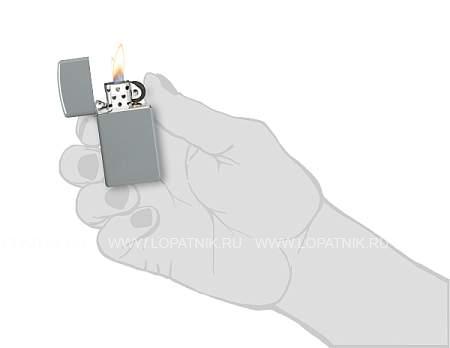 зажигалка zippo slim® с покрытием flat grey, латунь/сталь, серая, глянцевая, 29x10x60 мм 49527 Zippo