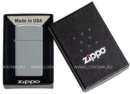 зажигалка zippo slim® с покрытием flat grey, латунь/сталь, серая, глянцевая, 29x10x60 мм 49527 Zippo