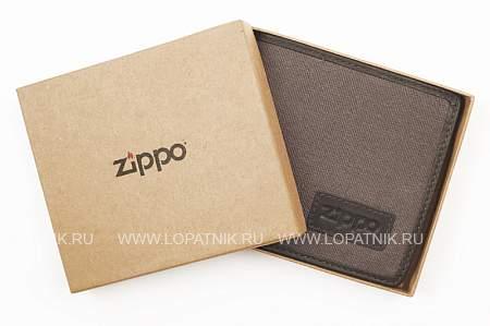 портмоне zippo, коричневое, натуральная кожа / холщовая ткань, 11x1,5x10,5 см 2005120 Zippo