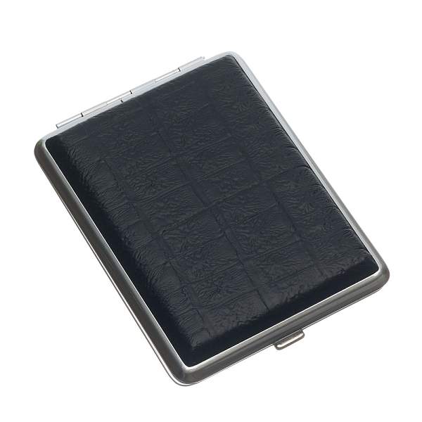 Портсигар S.Quire, сталь+натуральная кожа, чёрный  цвет с рисунком, 74*95*18 мм AB02-3095-01 S.QUIRE, Артикул: AB02-3095-01 фото №1