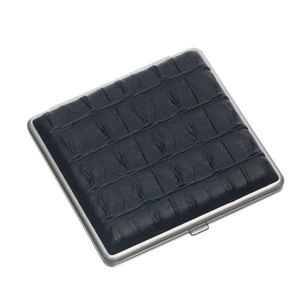 Портсигар S.Quire, сталь+искусственная кожа, черный цвет с рисунком, 96*93*19 мм AB02-05-2 S.QUIRE, Артикул: AB02-05-2 фото №1