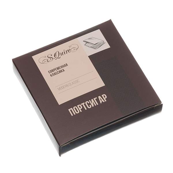 Портсигар S.Quire, сталь+искусственная кожа, черный цвет с рисунком, 96*93*19 мм AB02-05-2 S.QUIRE, Артикул: AB02-05-2 фото №1
