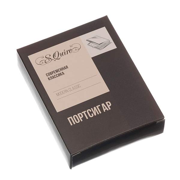 Портсигар S.Quire, сталь+натуральная кожа, черный цвет с рисунком, 74*95*18 мм AB02-3158B S.QUIRE, Артикул: AB02-3158B фото №1