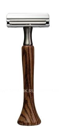 станок для бритья erbe с двумя лезвиями, цвет хром, ручка- дерево. 6487 Erbe