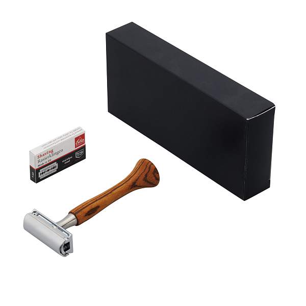 Станок для бритья Erbe с двумя лезвиями, цвет хром, ручка- дерево. 6487 Erbe, Артикул: 6487 фото №1