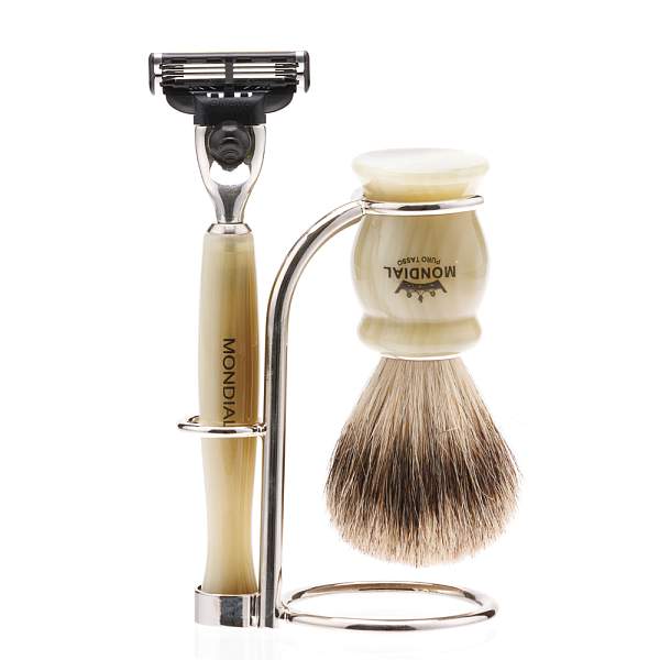 Бритвенный набор Mondial: станок, помазок, подставка; светлый и серый перламутр MOON-PR-603-STK-NK-M3 MONDIAL, Артикул: MOON-PR-603-STK-NK-M3 фото №1