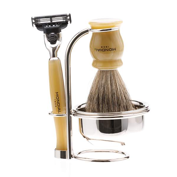 Бритвенный набор Mondial: станок, помазок, чаша, подставка; светлый и серый перламутр TREE-PRC-603-STK-NK-M3 MONDIAL, Артикул: TREE-PRC-603-STK-NK-M3 фото №1