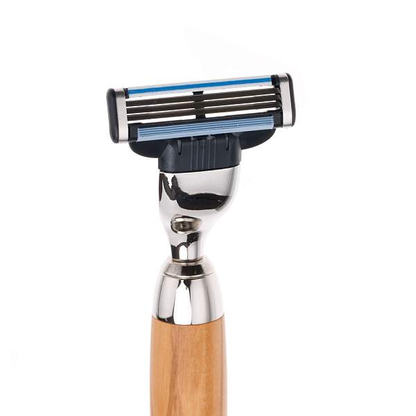 Бритвенный набор Mondial: станок, помазок, чаша, подставка; оливковое дерево ST-445-OMT MONDIAL, Артикул: ST-445-OMT фото №1