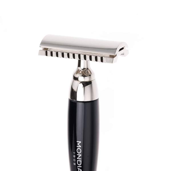 Бритвенный набор Mondial: классический станок, помазок, подставка; чёрная смола ST-335-NST MONDIAL, Артикул: ST-335-NST фото №1