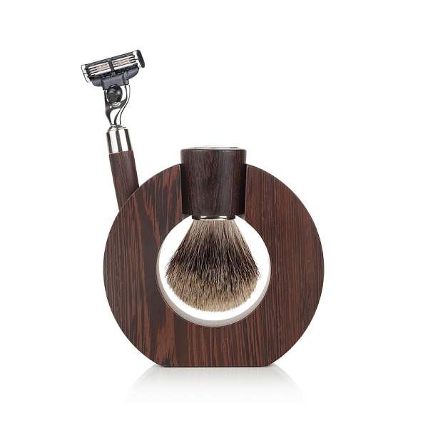 Бритвенный набор Mondial: станок, помазок, подставка; дерево Венге ST-SPH-II-M3 MONDIAL, Артикул: ST-SPH-II-M3 фото №1