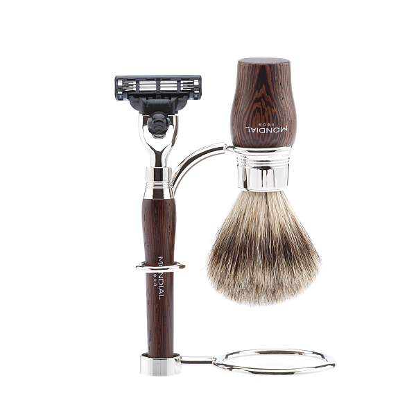 Бритвенный набор Mondial: станок MACH3, помазок, подставка; дерево Венге ST-VIE-W-II-M3 MONDIAL, Артикул: ST-VIE-W-II-M3 фото №1