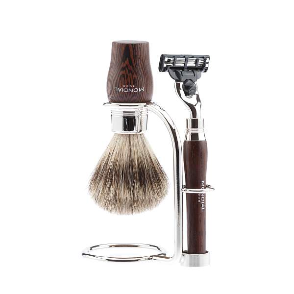 Бритвенный набор Mondial: станок MACH3, помазок, подставка; дерево Венге ST-VIE-W-II-M3 MONDIAL, Артикул: ST-VIE-W-II-M3 фото №1