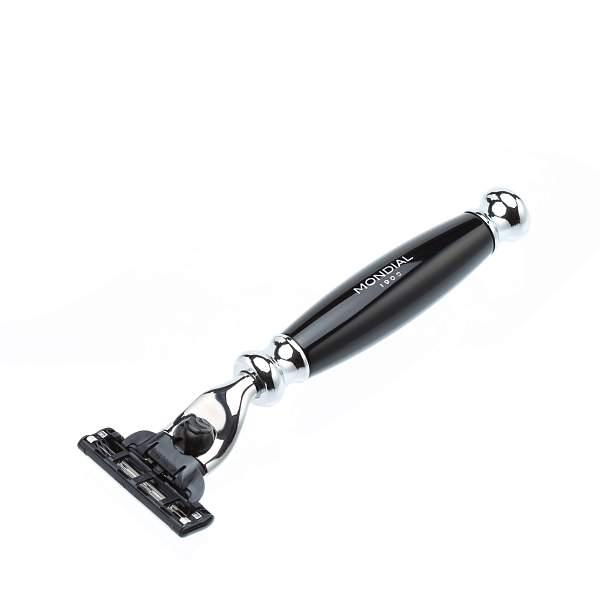 Бритвенный набор Mondial: станок MACH3, помазок, крем для бритья Mandorla, цвет черный GB-FIZ-BL-STK-M3-M MONDIAL, Артикул: GB-FIZ-BL-STK-M3-M фото №1