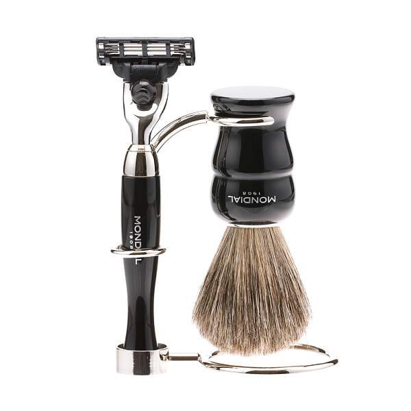 Бритвенный набор Mondial: станок, помазок, подставка; чёрный M-1180 MONDIAL, Артикул: M-1180 фото №1