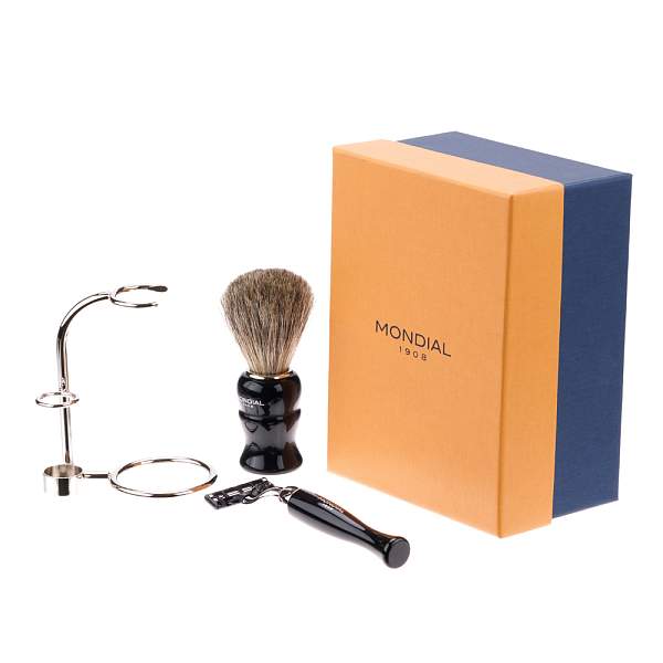 Бритвенный набор Mondial: станок, помазок, подставка; чёрный M-1180 MONDIAL, Артикул: M-1180 фото №1