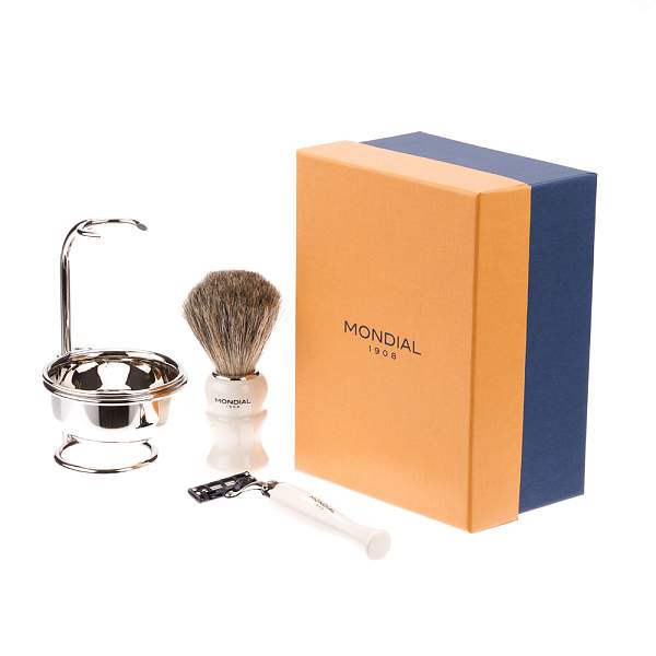 Бритвенный набор Mondial: станок, помазок, подставка и чаша; цвет слоновой кости M-1181 MONDIAL, Артикул: M-1181 фото №1