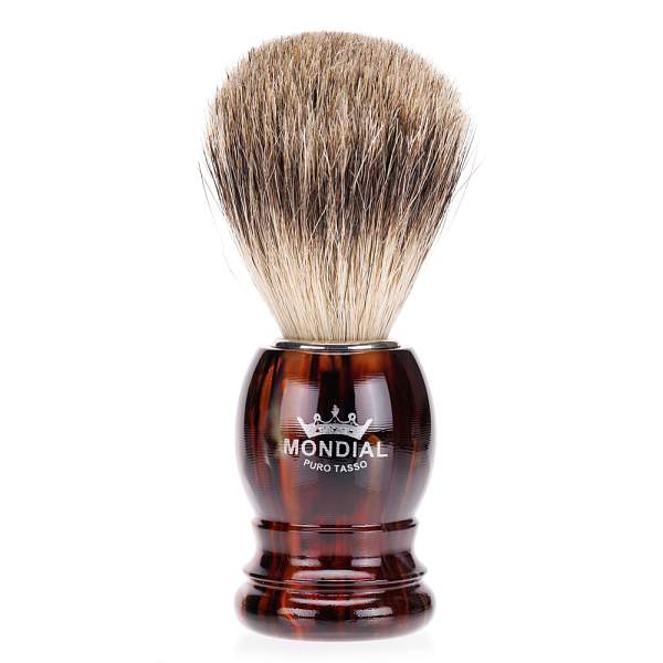 Помазок для бритья Mondial, пластик, ворс барсука, рукоять - цвет черепаха 2-TART-TEC MONDIAL, Артикул: 2-TART-TEC фото №1