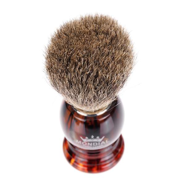 Помазок для бритья Mondial, пластик, ворс барсука, рукоять - цвет черепаха 2-TART-TEC MONDIAL, Артикул: 2-TART-TEC фото №1