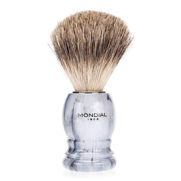 Помазок для бритья Mondial, пластик, ворс барсука, рукоять - цвет серый 2-GREY-TEC MONDIAL, Артикул: 2-GREY-TEC фото №1