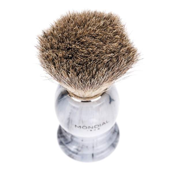 Помазок для бритья Mondial, пластик, ворс барсука, рукоять - цвет серый 2-GREY-TEC MONDIAL, Артикул: 2-GREY-TEC фото №1
