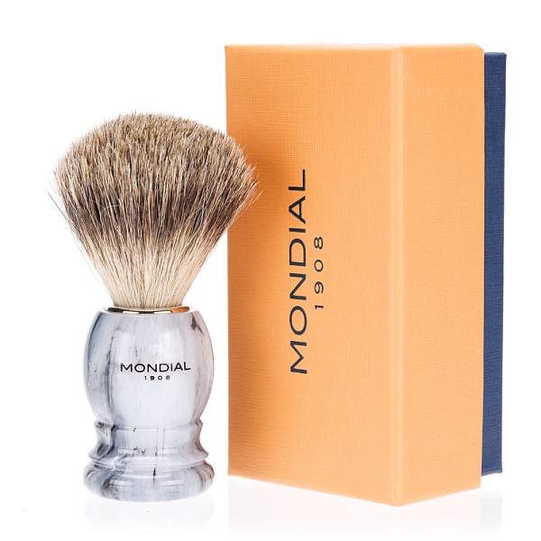 Помазок для бритья Mondial, пластик, ворс барсука, рукоять - цвет серый 2-GREY-TEC MONDIAL, Артикул: 2-GREY-TEC фото №1
