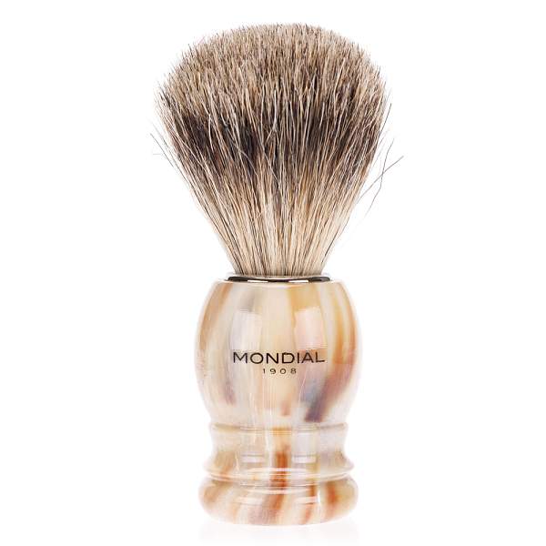 Помазок для бритья Mondial, пластик, ворс барсука, рукоять - цвет слоновой кости 2-CORN-TEC MONDIAL, Артикул: 2-CORN-TEC фото №1