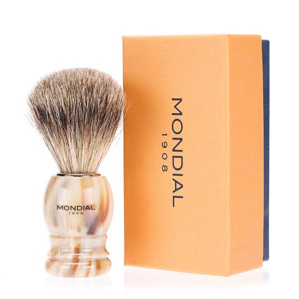 Помазок для бритья Mondial, пластик, ворс барсука, рукоять - цвет слоновой кости 2-CORN-TEC MONDIAL, Артикул: 2-CORN-TEC фото №1