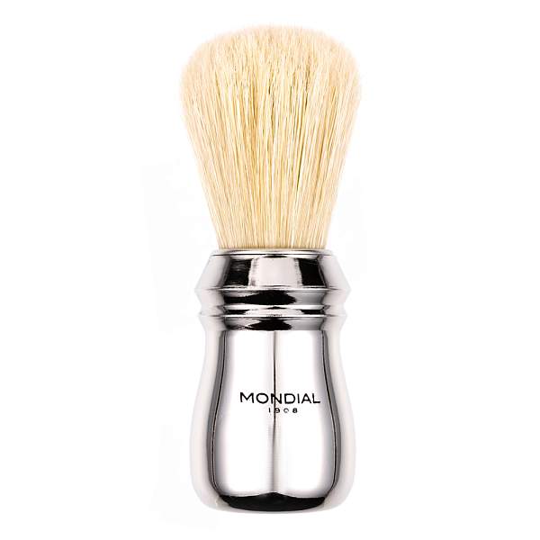 Помазок для бритья Mondial, пластик, свиной ворс, рукоять - серебристый цвет 125-CRO MONDIAL, Артикул: 125-CRO фото №1