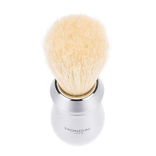 Помазок для бритья Mondial, пластик, свиной ворс, рукоять - матовый серебристый цвет 125-ARG MONDIAL, Артикул: 125-ARG фото №1