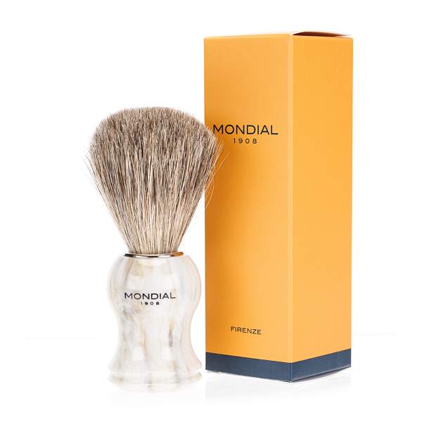 Помазок для бритья Mondial, пластик, ворс барсука, рукоять - цвет - белый мрамор M6714 MONDIAL, Артикул: M6714 фото №1